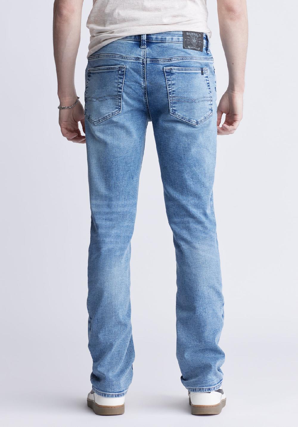 Buffalo David Bitton Straight Six Men's Five-Pocket Fleece Jeans Sanded Wash