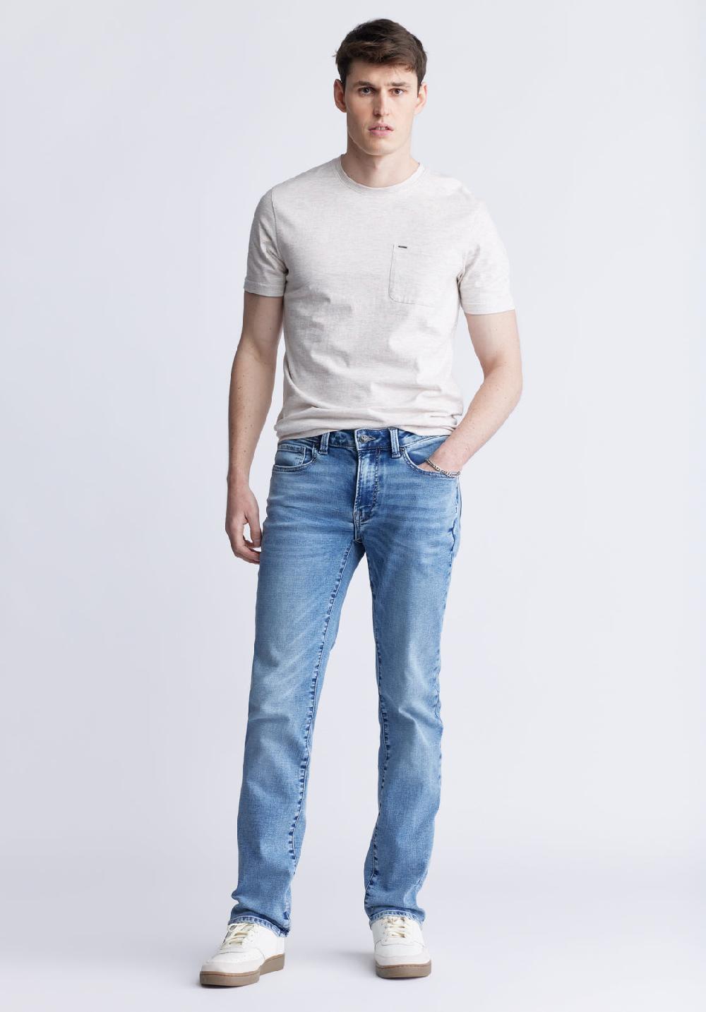 Buffalo David Bitton Straight Six Men's Five-Pocket Fleece Jeans Sanded Wash