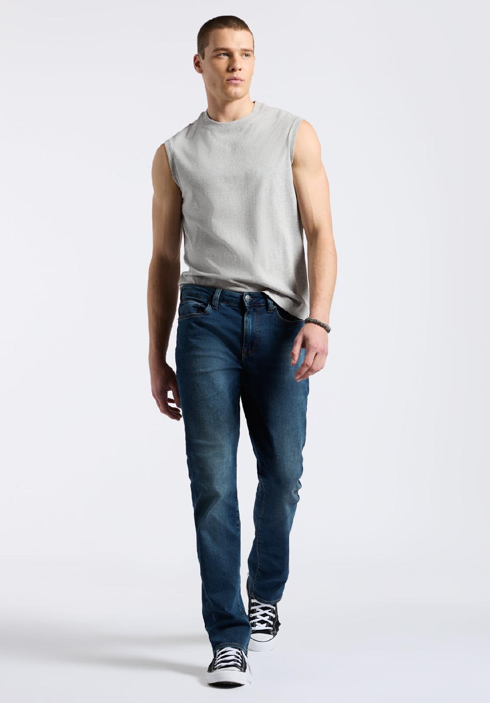Buffalo David Bitton Straight Six Men's Fleece Jeans In Dark Sanded Blue