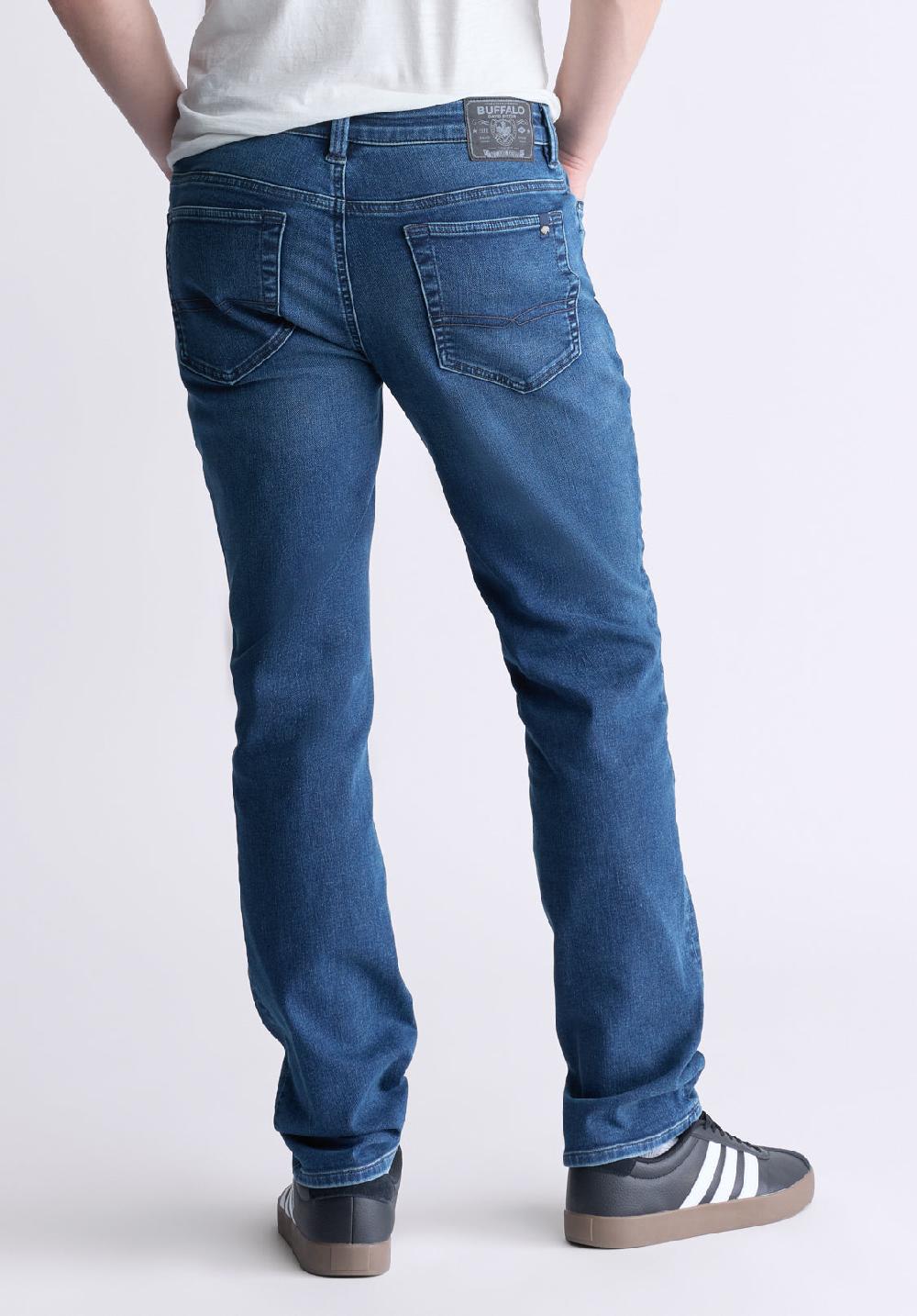 Buffalo David Bitton Straight Six Men's Fleece Jeans Whiskered Indigo