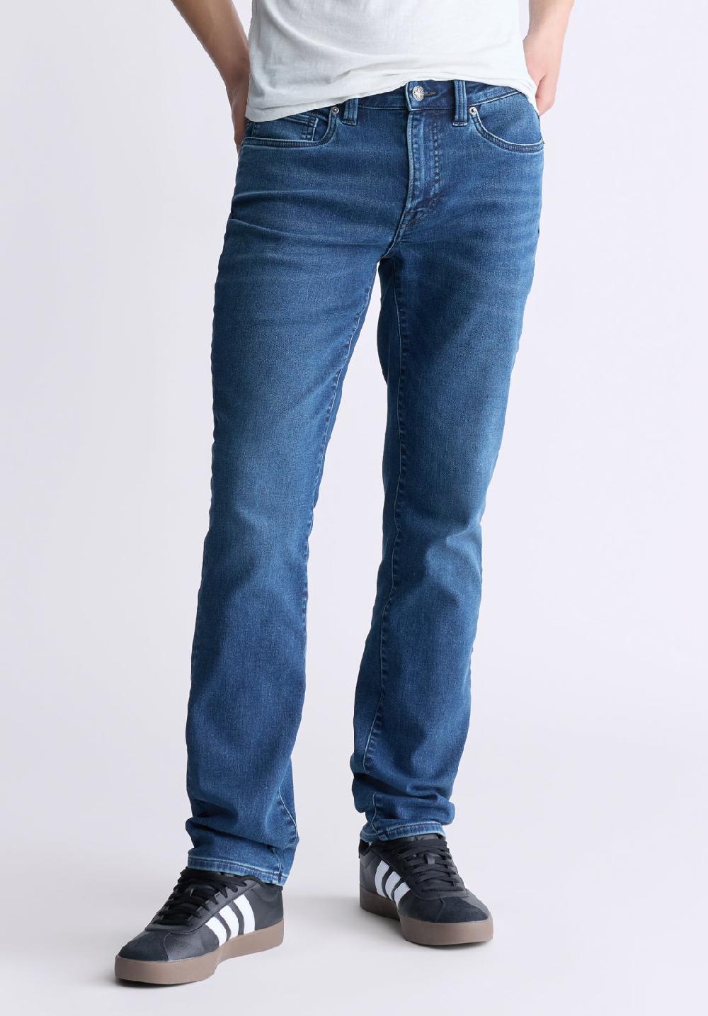buffalo david bitton Straight Six Men's Fleece Jeans Whiskered Indigo