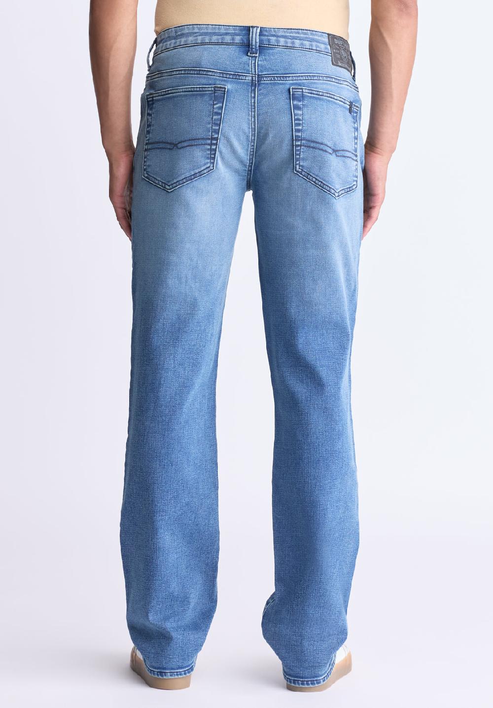Buffalo David Bitton Straight Six Men's Freedom Flex Jeans Crinkled Blue