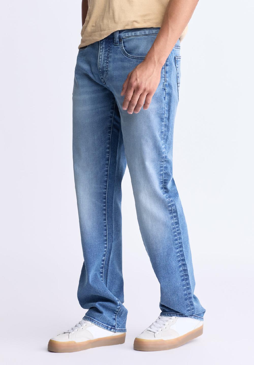 Buffalo David Bitton Straight Six Men's Freedom Flex Jeans Crinkled Blue