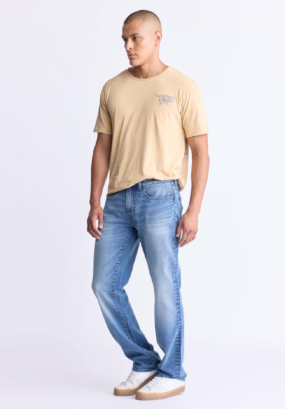 Buffalo David Bitton Straight Six Men's Freedom Flex Jeans Crinkled Blue