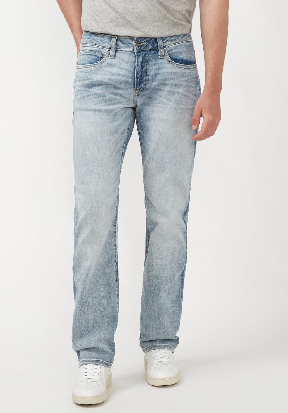 buffalo david bitton Straight Six Men's Jeans in Crinkled Light Blue