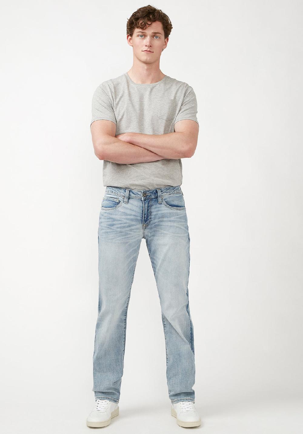 Buffalo David Bitton Straight Six Men's Jeans In Crinkled Light Blue