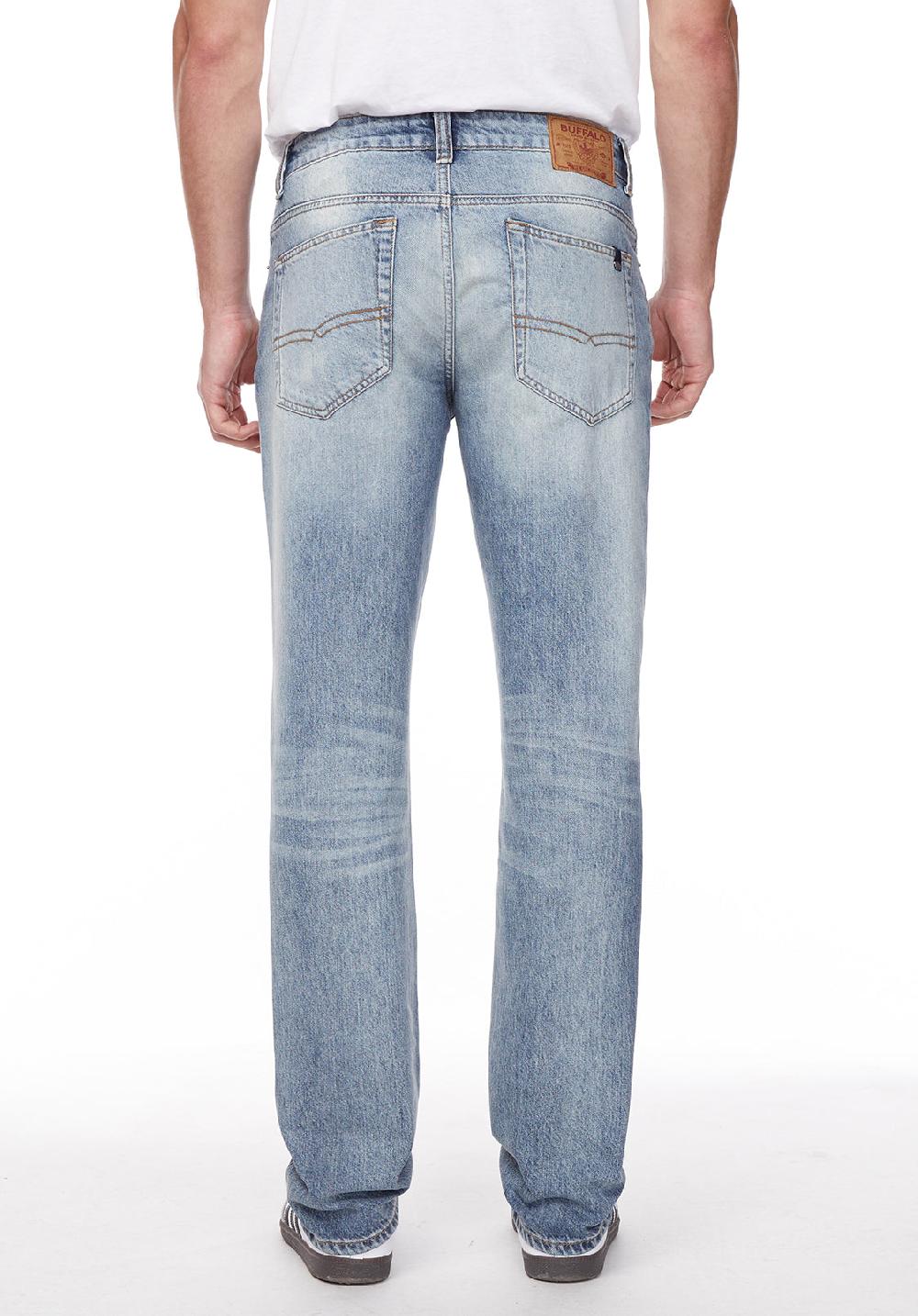 Buffalo David Bitton Straight Six Men's Jeans In Sanded And Contrasted Blue