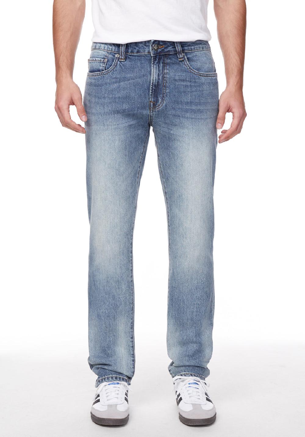 buffalo david bitton Straight Six Men's Jeans in Sanded and Contrasted Blue