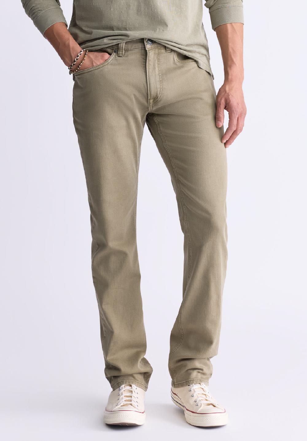 buffalo david bitton Straight Six Olive Green Men's Fleece Canvas Pants