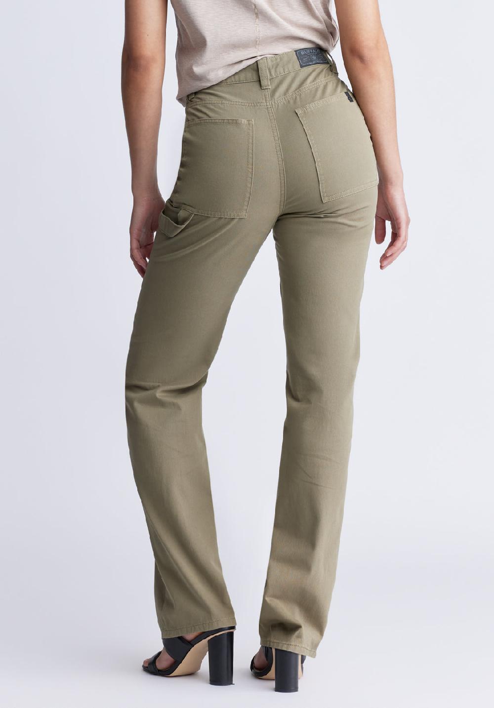 Buffalo David Bitton Super High-Rise Loose Straight Jane Women's Pants Olive Green