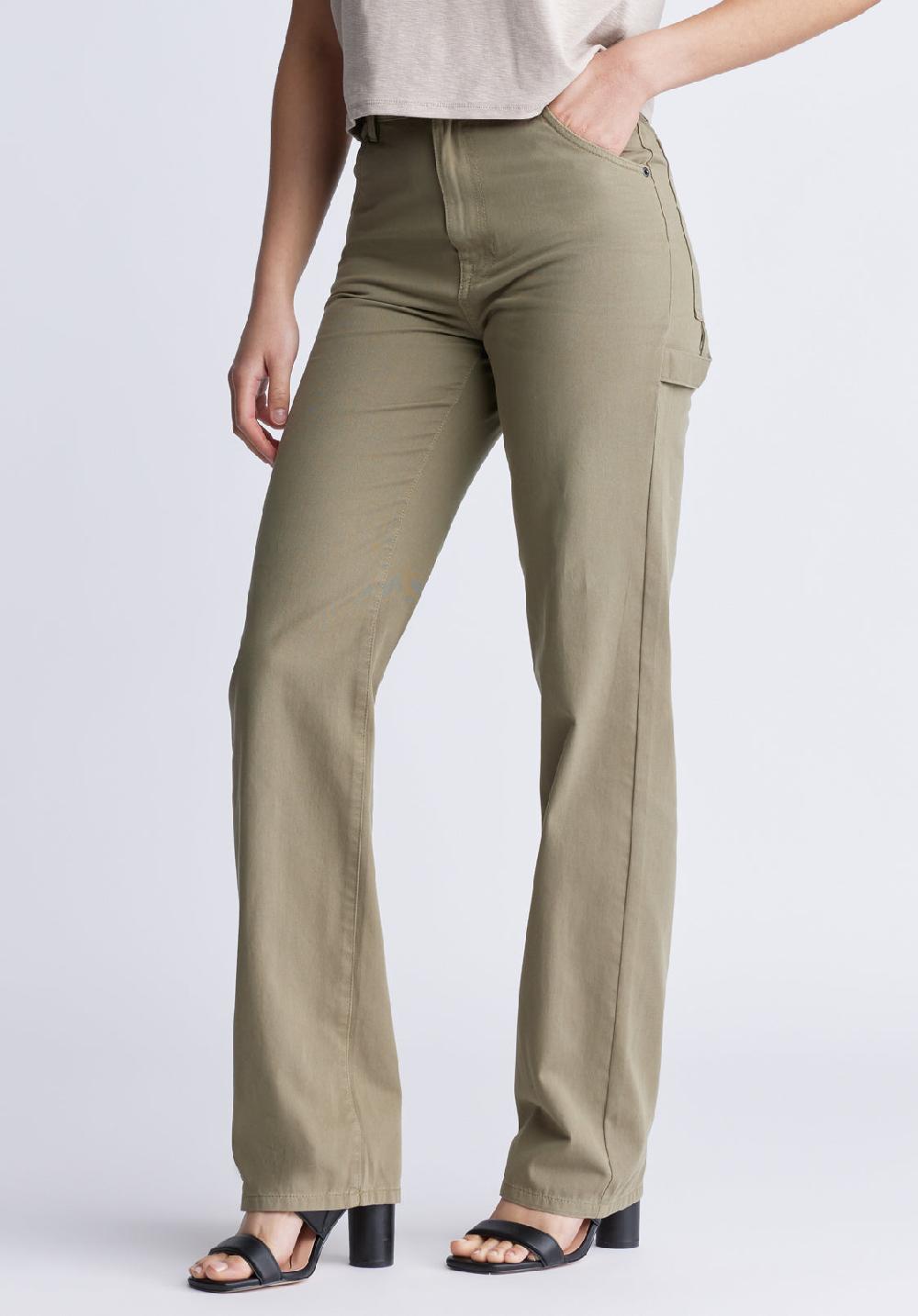 Buffalo David Bitton Super High-Rise Loose Straight Jane Women's Pants Olive Green