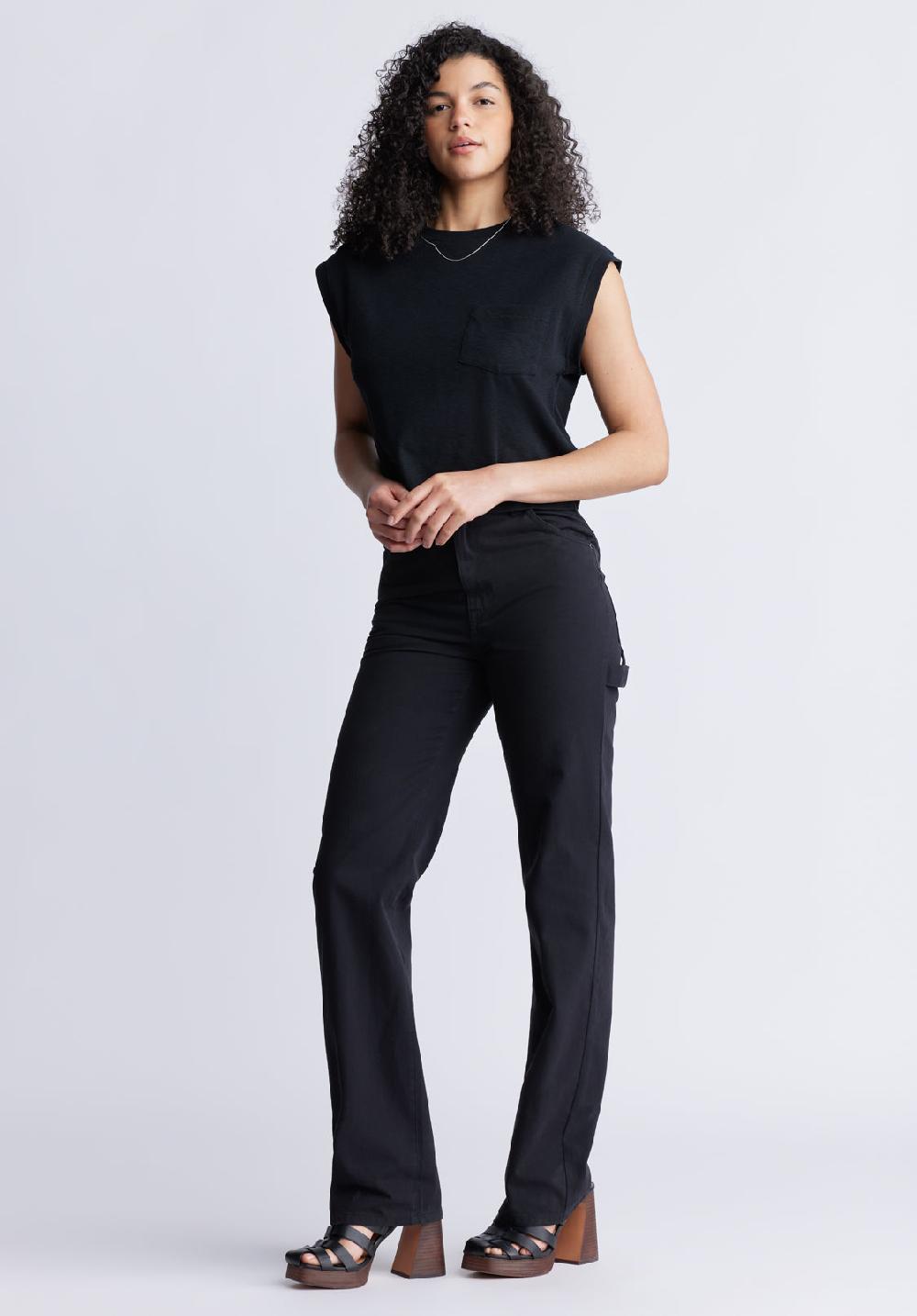 Buffalo David Bitton Super High-Rise Loose Straight Jane Women's Pants Black