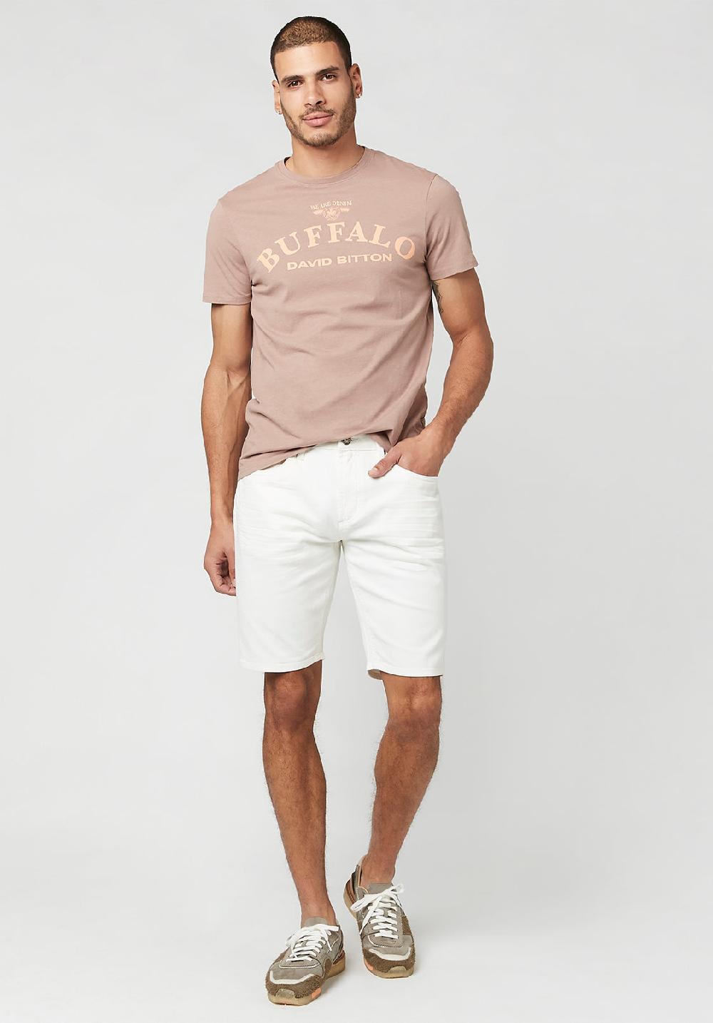 Buffalo David Bitton Super Stretch Slim Parker Men's Shorts In White Rinse