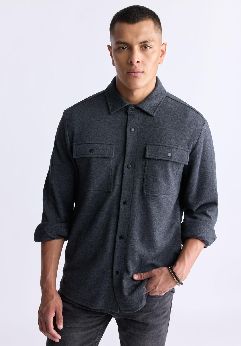 Buffalo David Bitton Surchemise Légère Boutonnée Fabion Pour Hommes Gris - BPM14114