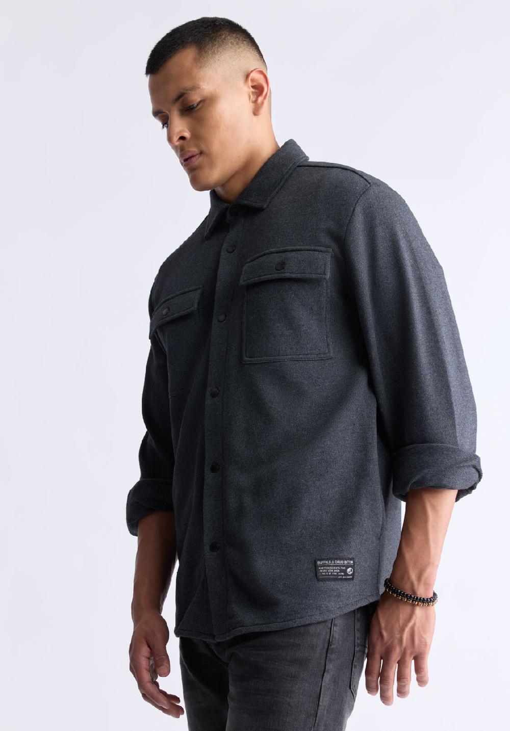 Buffalo David Bitton Surchemise Légère Boutonnée Fabion Pour Hommes Gris - BPM14114