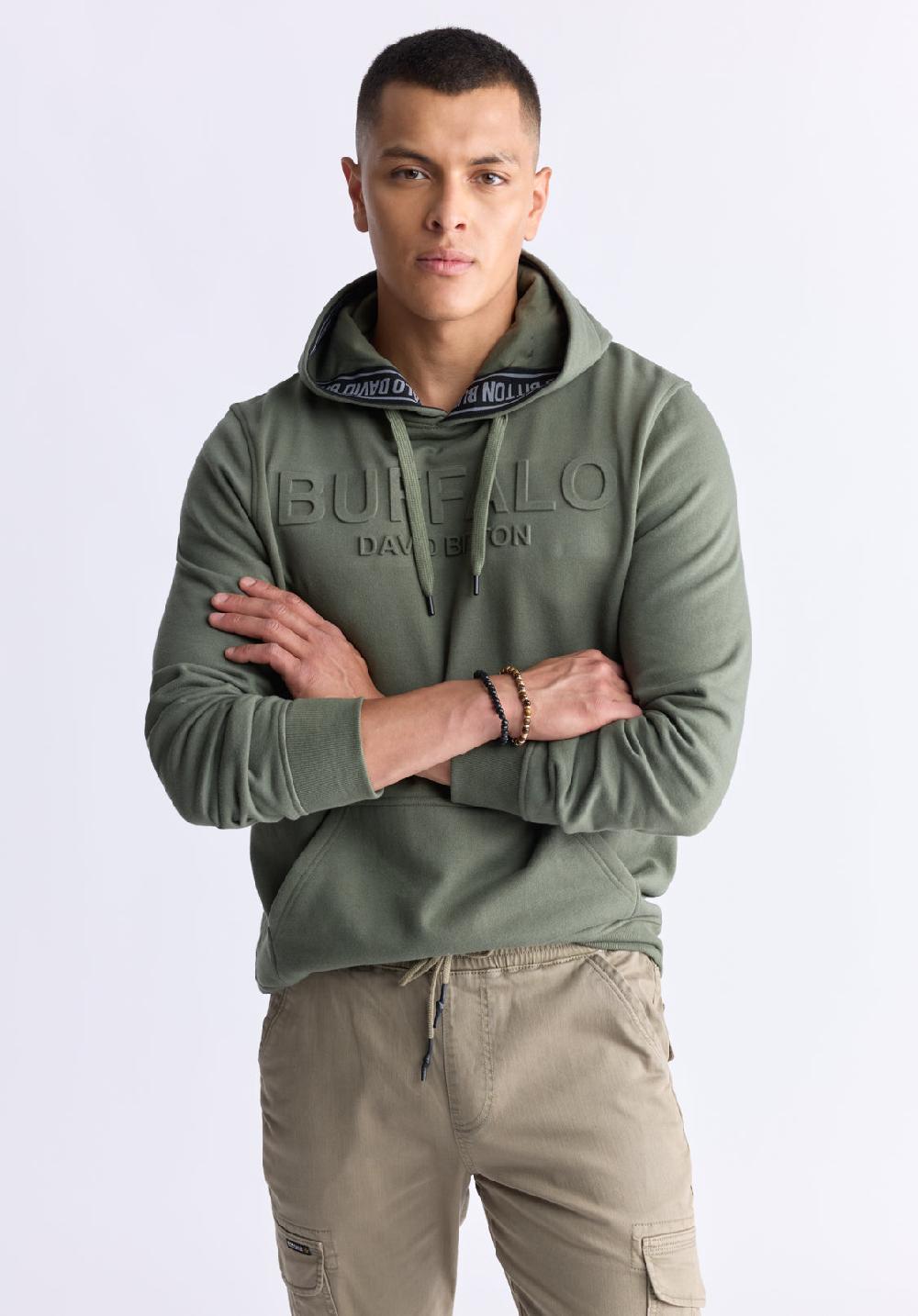 Buffalo David Bitton Sweat à Capuche Avec Logo Embossé Fadol Pour Hommes Vert - BPM13610V