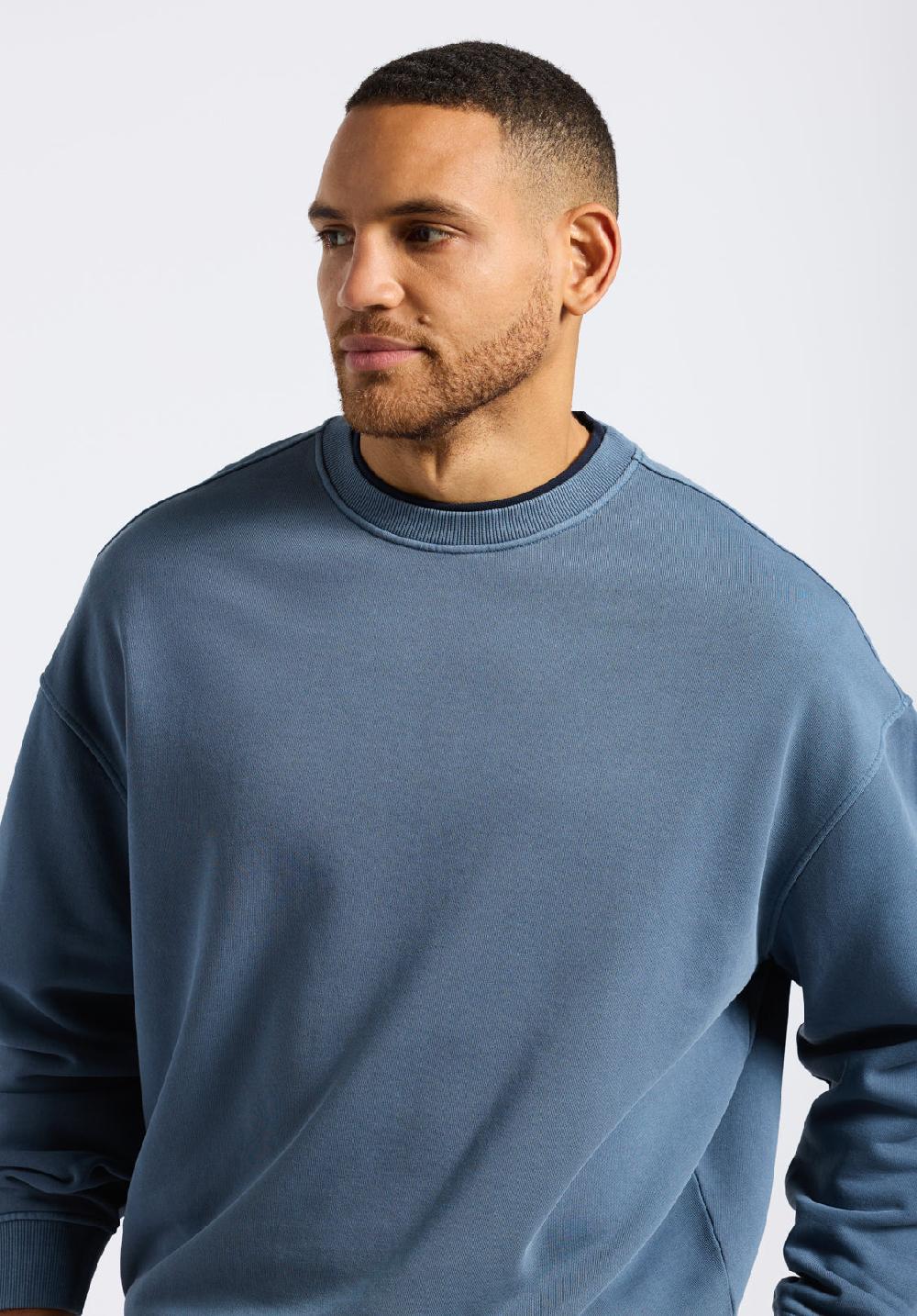 Buffalo David Bitton Sweat-shirt Col Rond Décontracté Pour Homme Famke Bleu Mirage