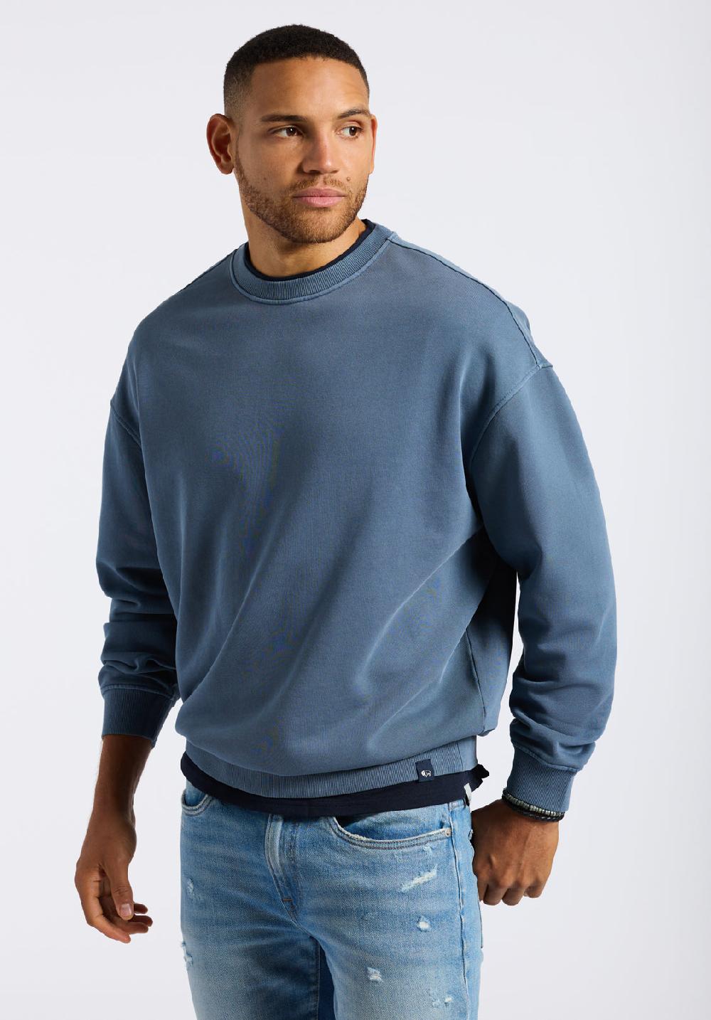 Buffalo David Bitton Sweat-shirt Col Rond Décontracté Pour Homme Famke Bleu Mirage
