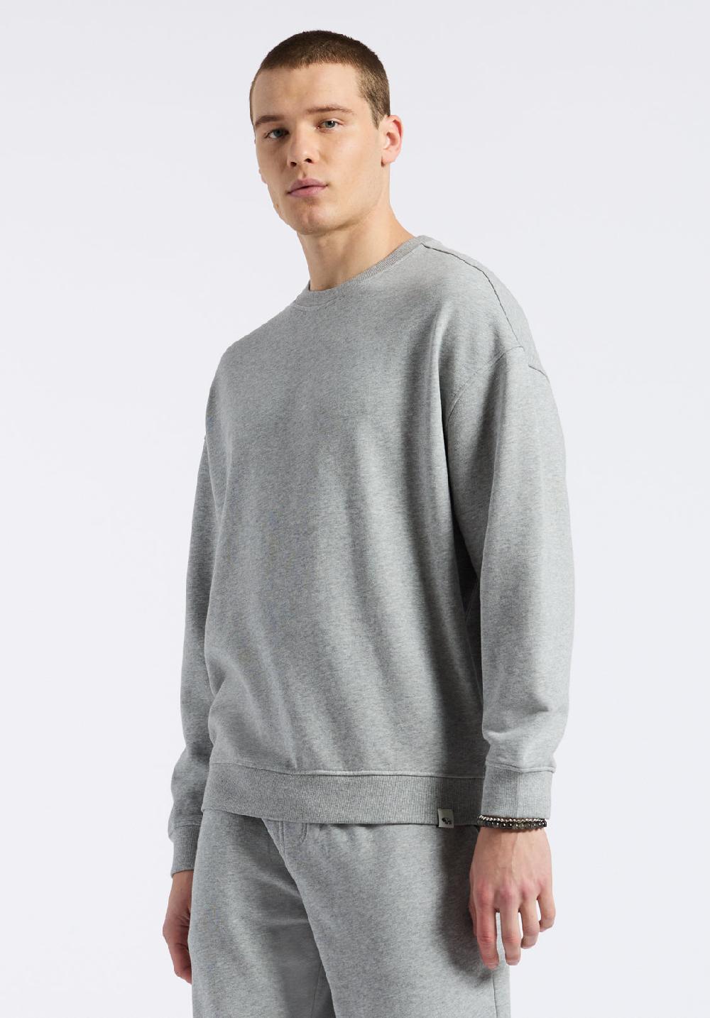 Buffalo David Bitton Sweat-shirt Col Rond Décontracté Pour Homme Famke Gris Chiné