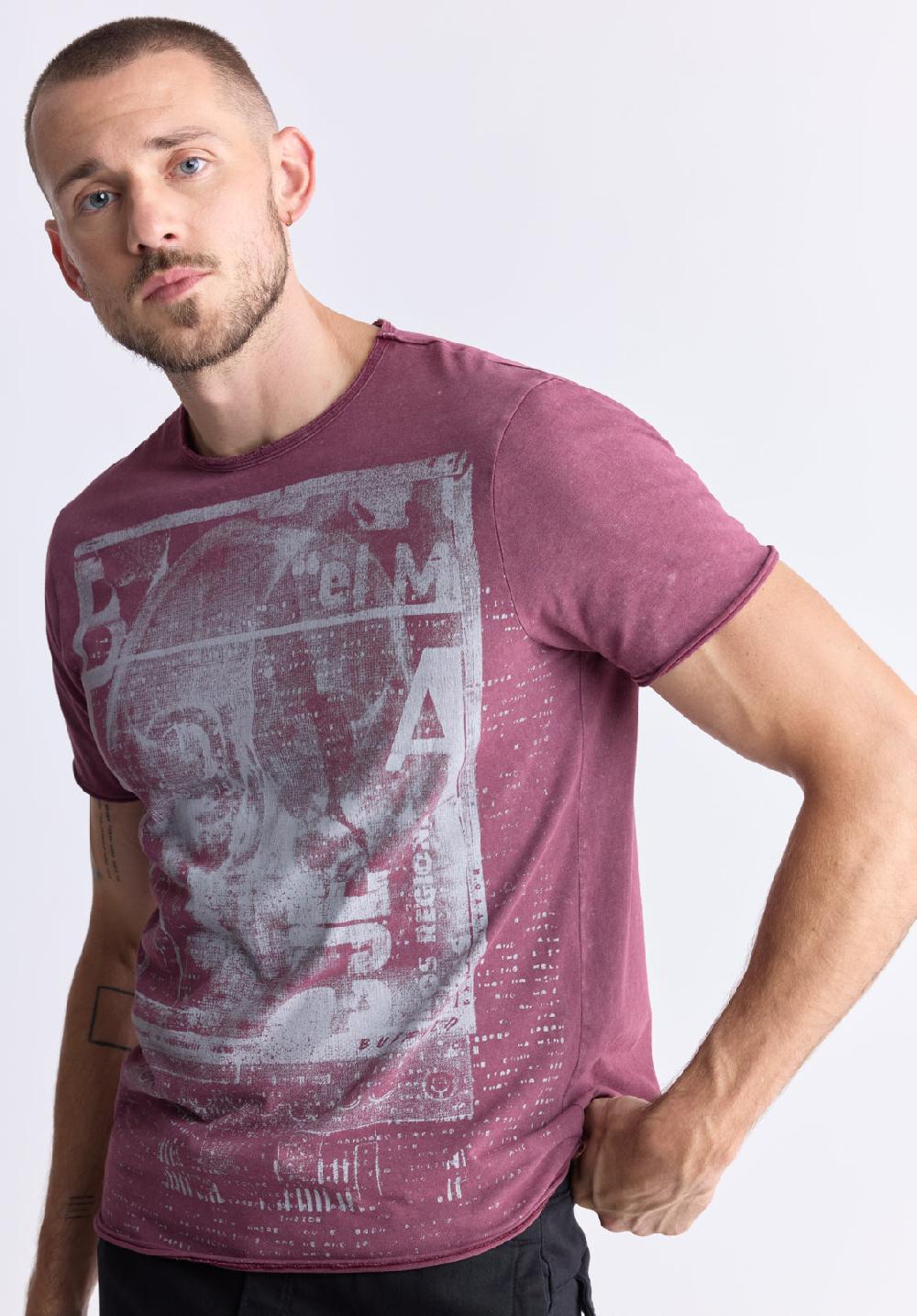 Buffalo David Bitton T-shirt à Manches Courtes Avec Imprimé Tusha Pour Hommes Violet - BM2
