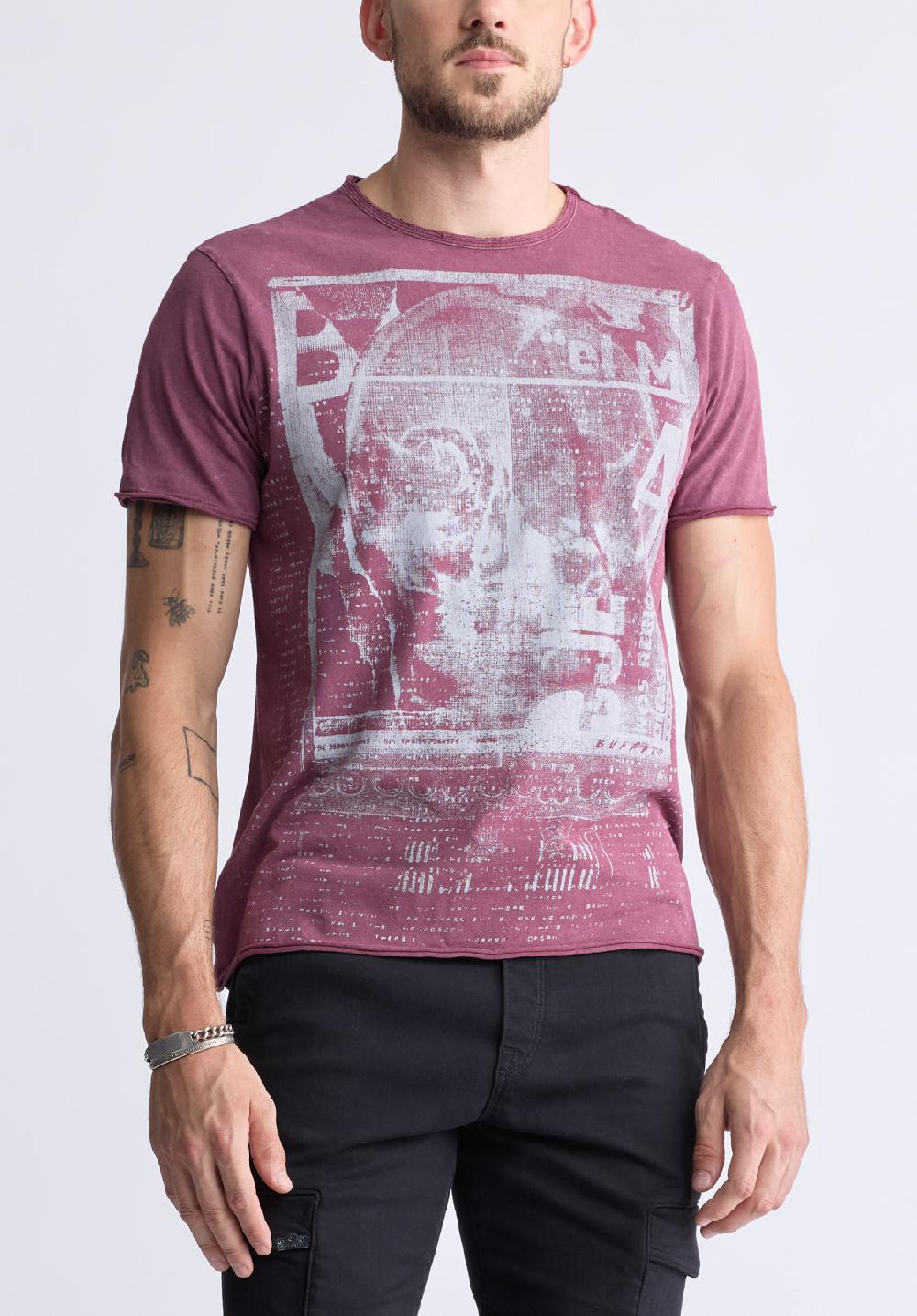 buffalo david bitton T-shirt à manches courtes avec imprimé Tusha pour hommes violet - BM2