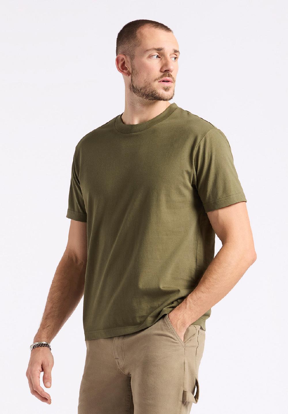Buffalo David Bitton T-shirt Col Rond En Jersey à Manches Courtes Pour Homme Kanto Vert Fougère