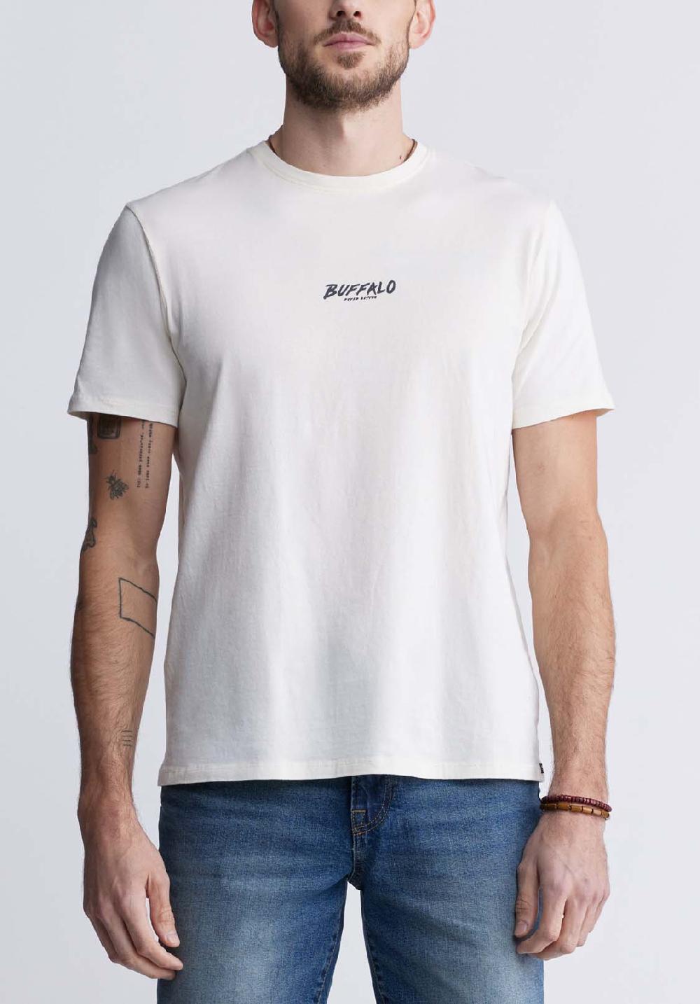 Buffalo David Bitton T-shirt Dos Imprimé à Manches Courtes Tumuch Pour Hommes Gris Clair