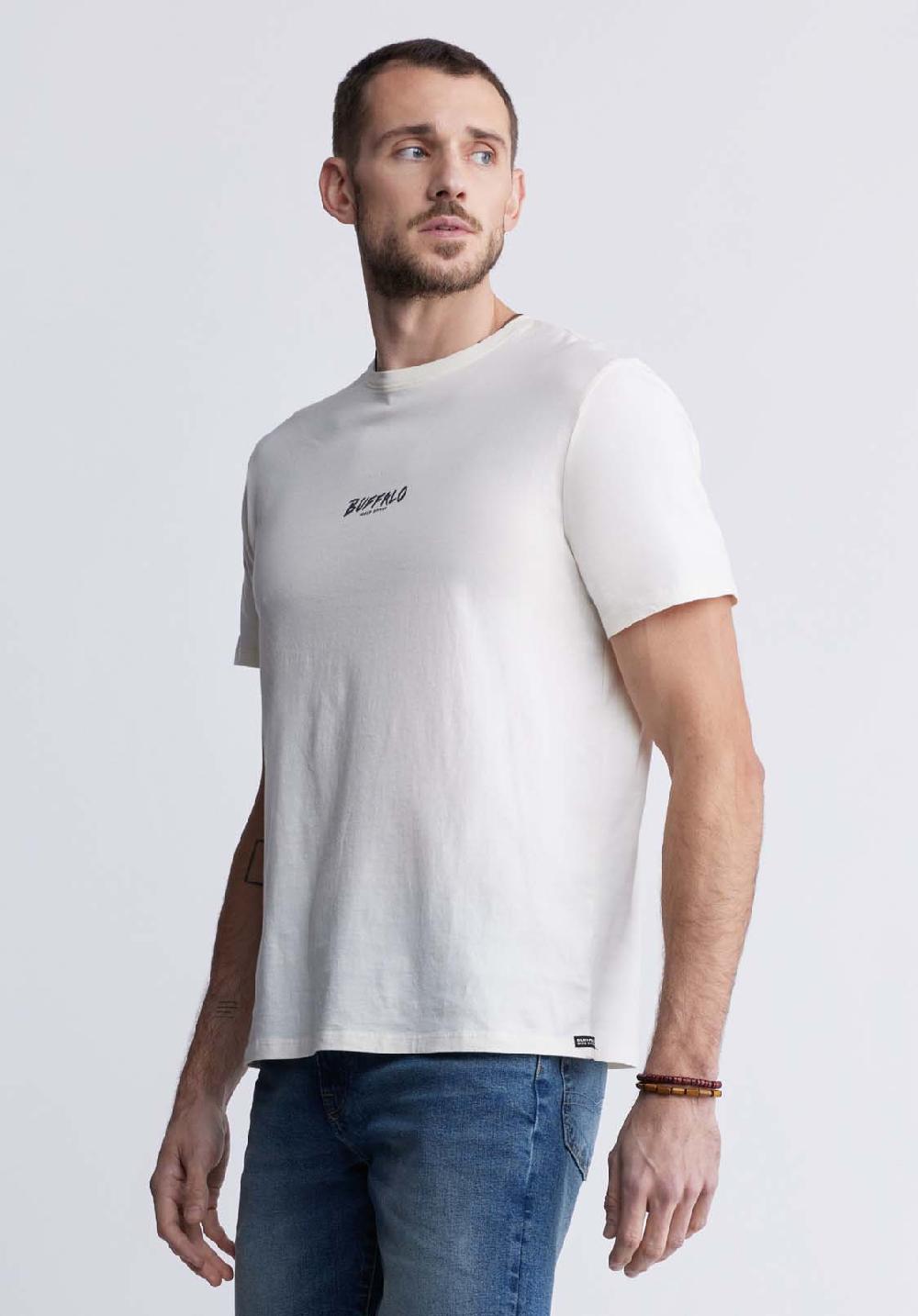 Buffalo David Bitton T-shirt Dos Imprimé à Manches Courtes Tumuch Pour Hommes Gris Clair