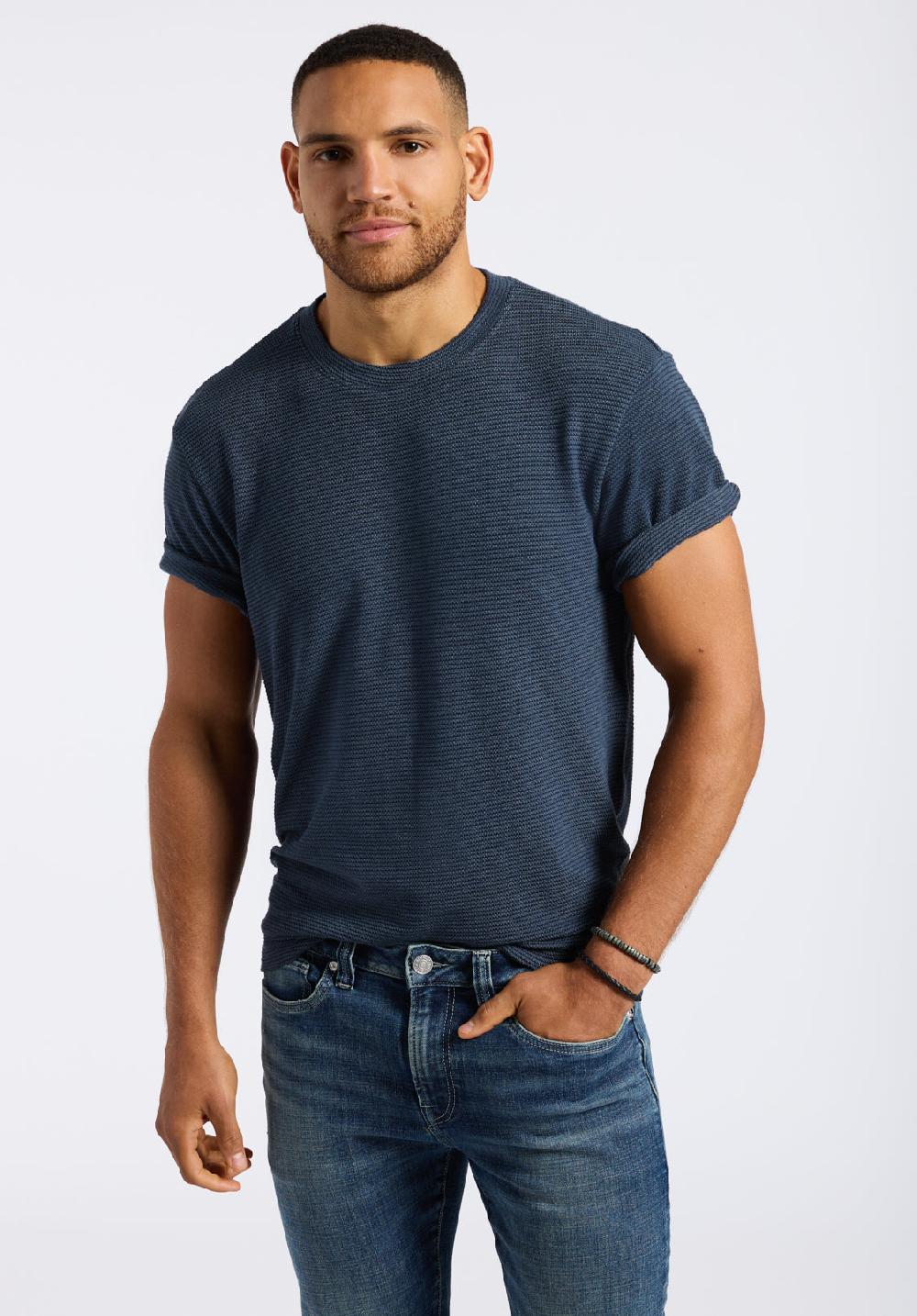 Buffalo David Bitton T-shirt En Maille Gaufrée à Manches Courtes Pour Homme Karlton Baleine