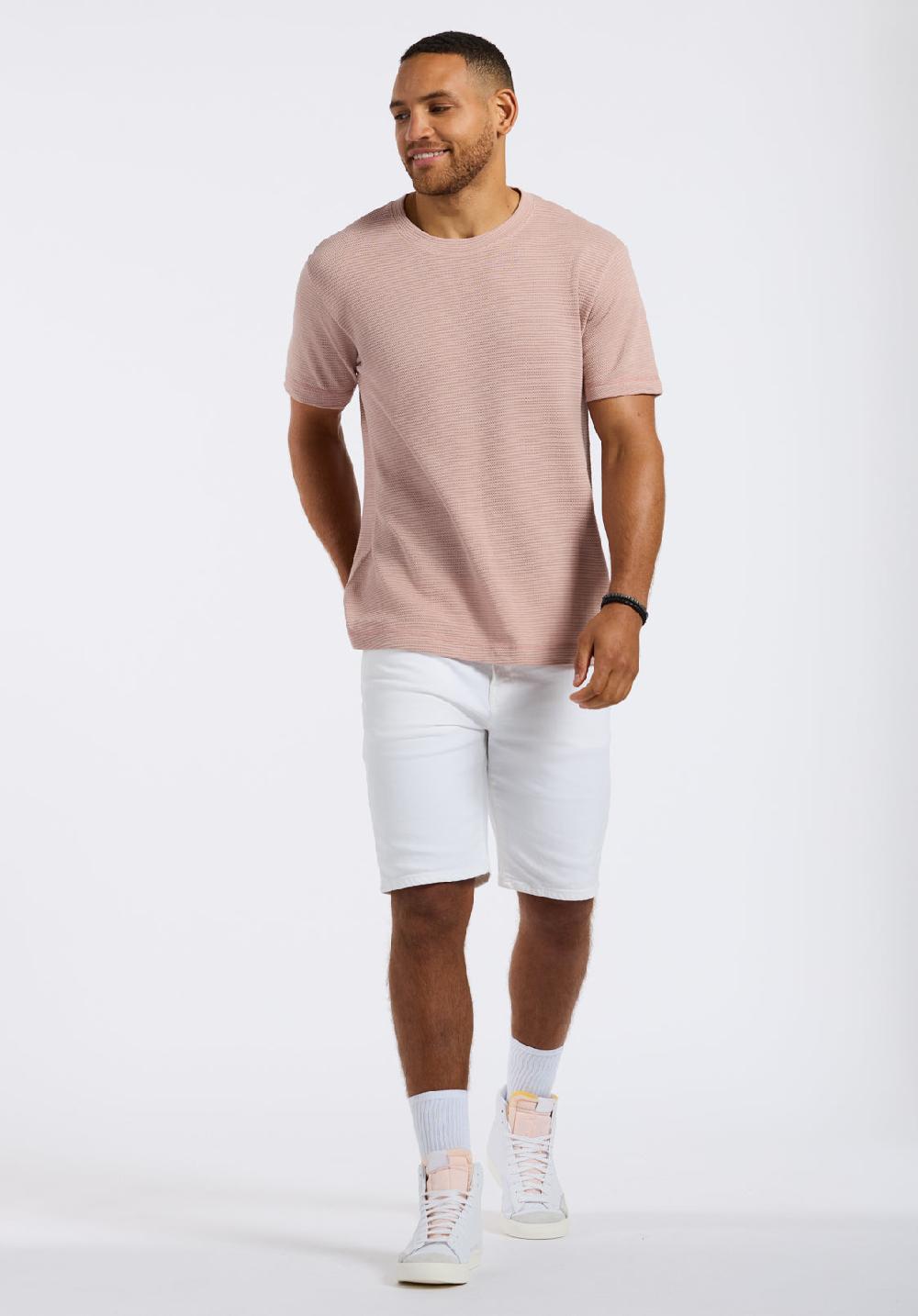 Buffalo David Bitton T-shirt En Maille Gaufrée à Manches Courtes Pour Homme Karlton Rose