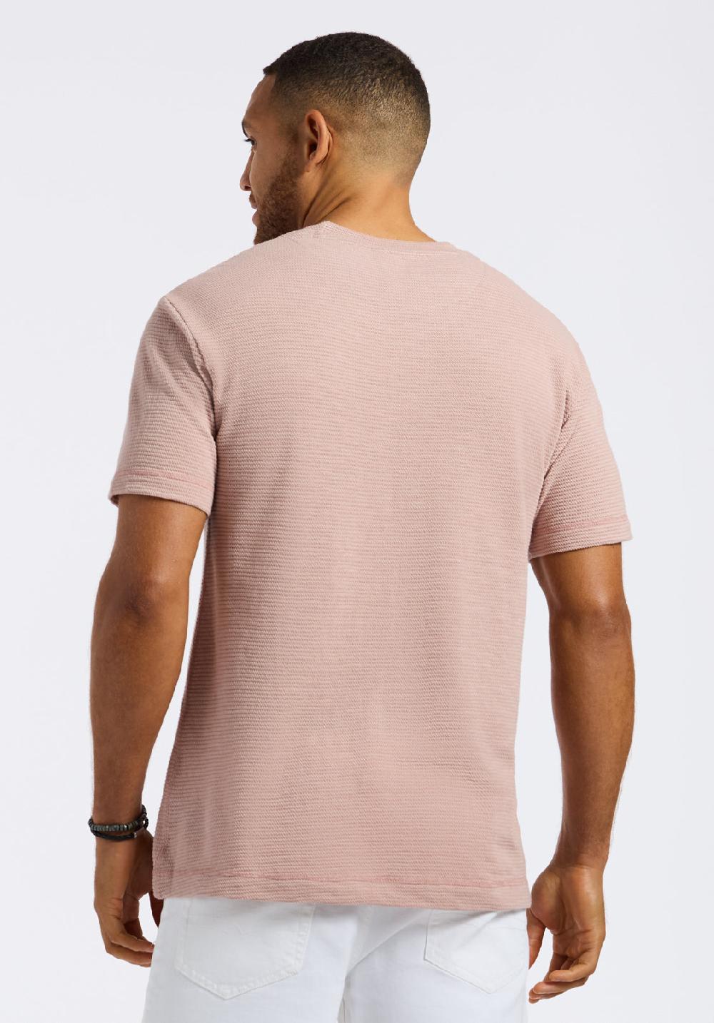 Buffalo David Bitton T-shirt En Maille Gaufrée à Manches Courtes Pour Homme Karlton Rose