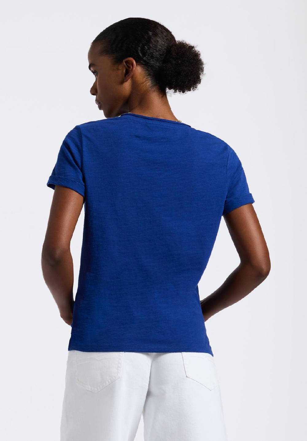 Buffalo David Bitton T-shirt En Maille Slub à Col En V Pour Femme Moxie Bleu