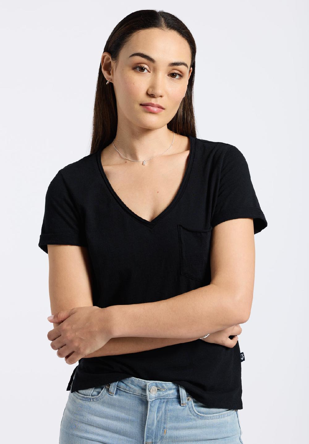 Buffalo David Bitton T-shirt En Maille Slub à Col En V Pour Femme Moxie Noir