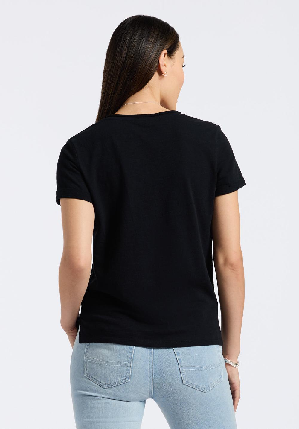 Buffalo David Bitton T-shirt En Maille Slub à Col En V Pour Femme Moxie Noir