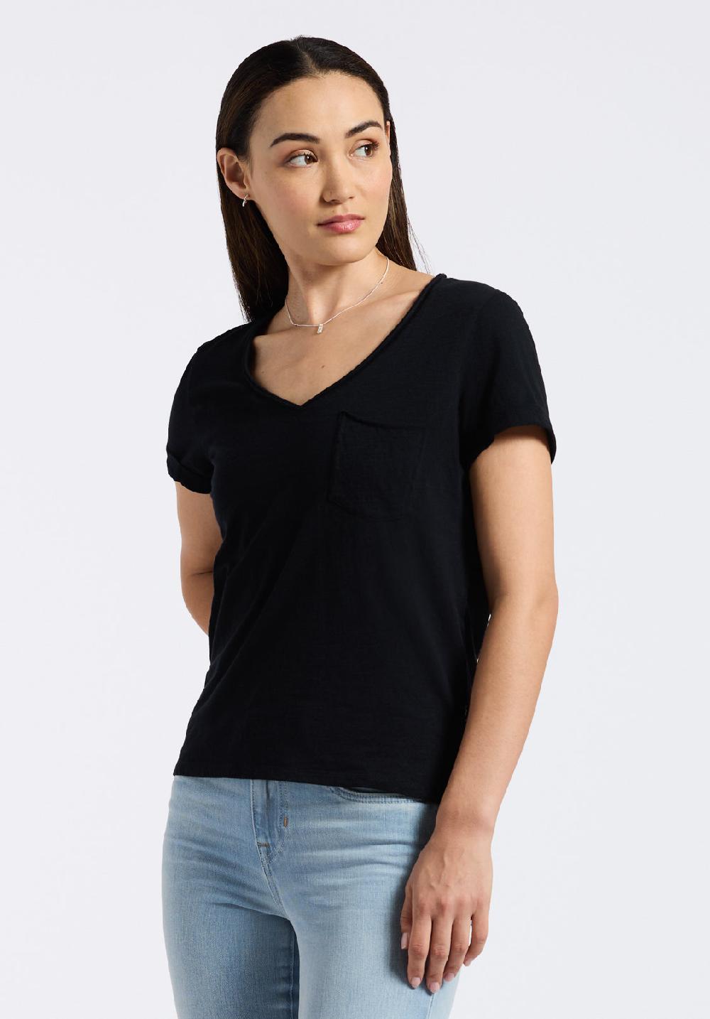 Buffalo David Bitton T-shirt En Maille Slub à Col En V Pour Femme Moxie Noir