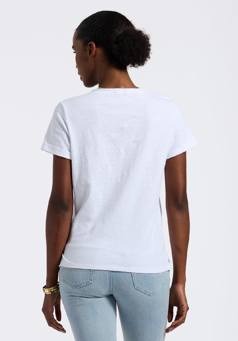 Buffalo David Bitton T-shirt En Maille Slub à Col En V Pour Femme Moxie Blanc