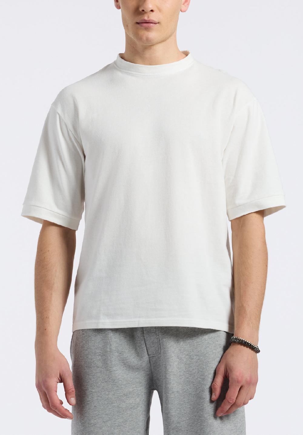 buffalo david bitton T-shirt en piqué à col rond coupe décontractée pour homme Kinsley blanc
