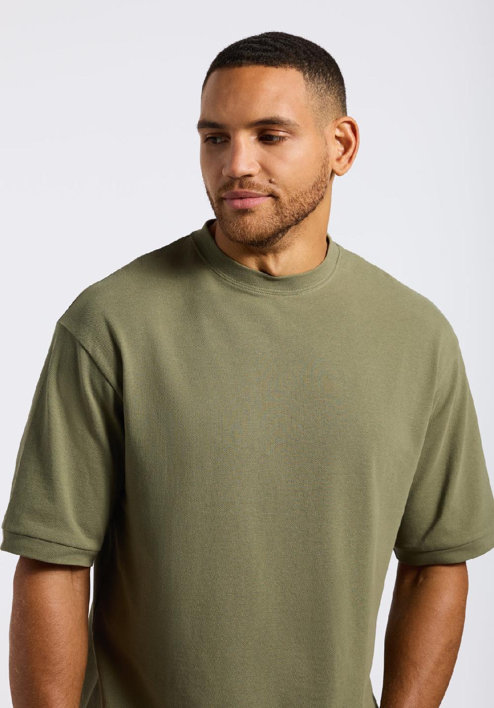 Buffalo David Bitton T-shirt En Piqué à Col Rond Coupe Décontractée Pour Homme Kinsley Vert Armée