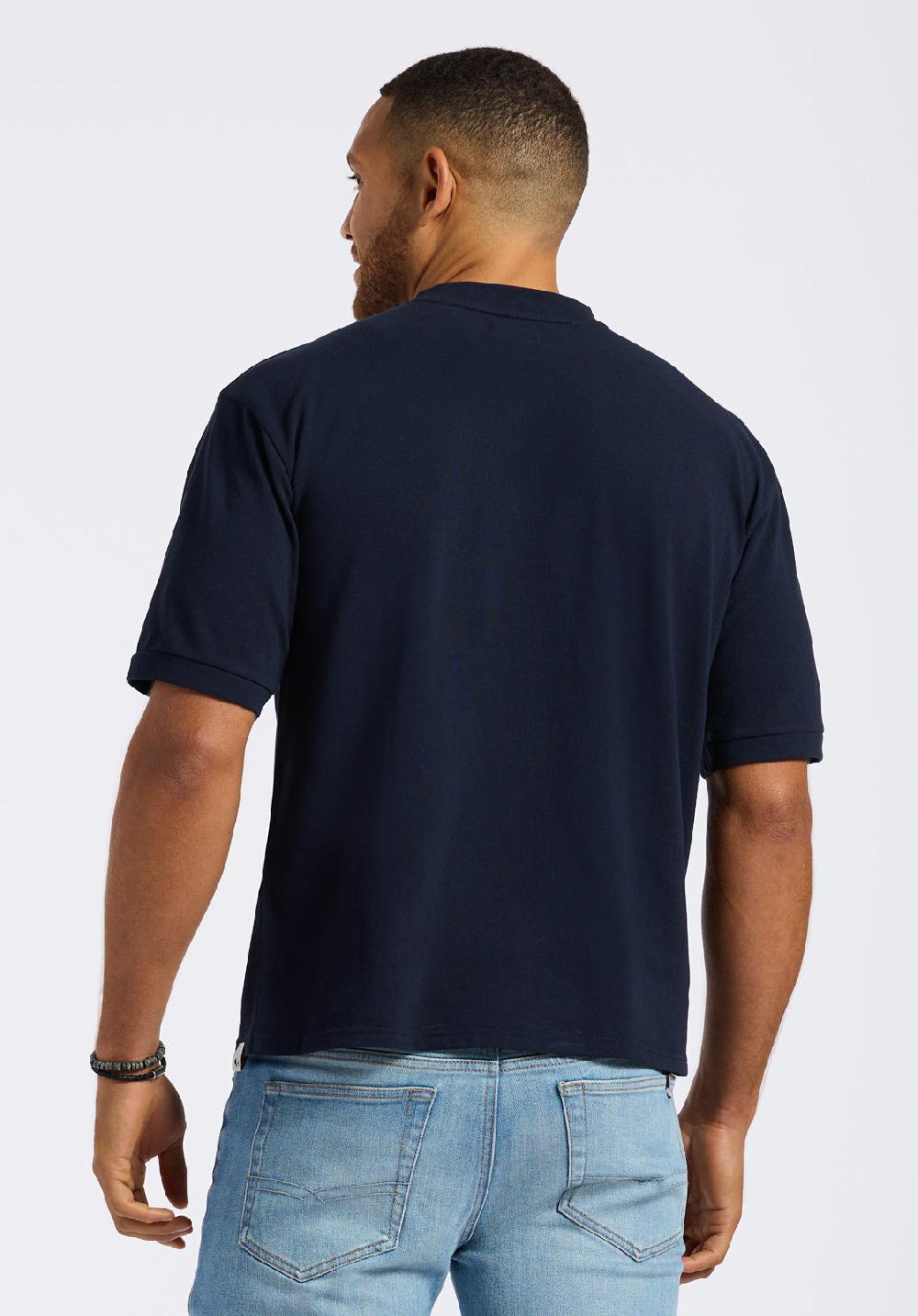 Buffalo David Bitton T-shirt En Piqué à Col Rond Coupe Décontractée Pour Homme Kinsley Bleu Minuit