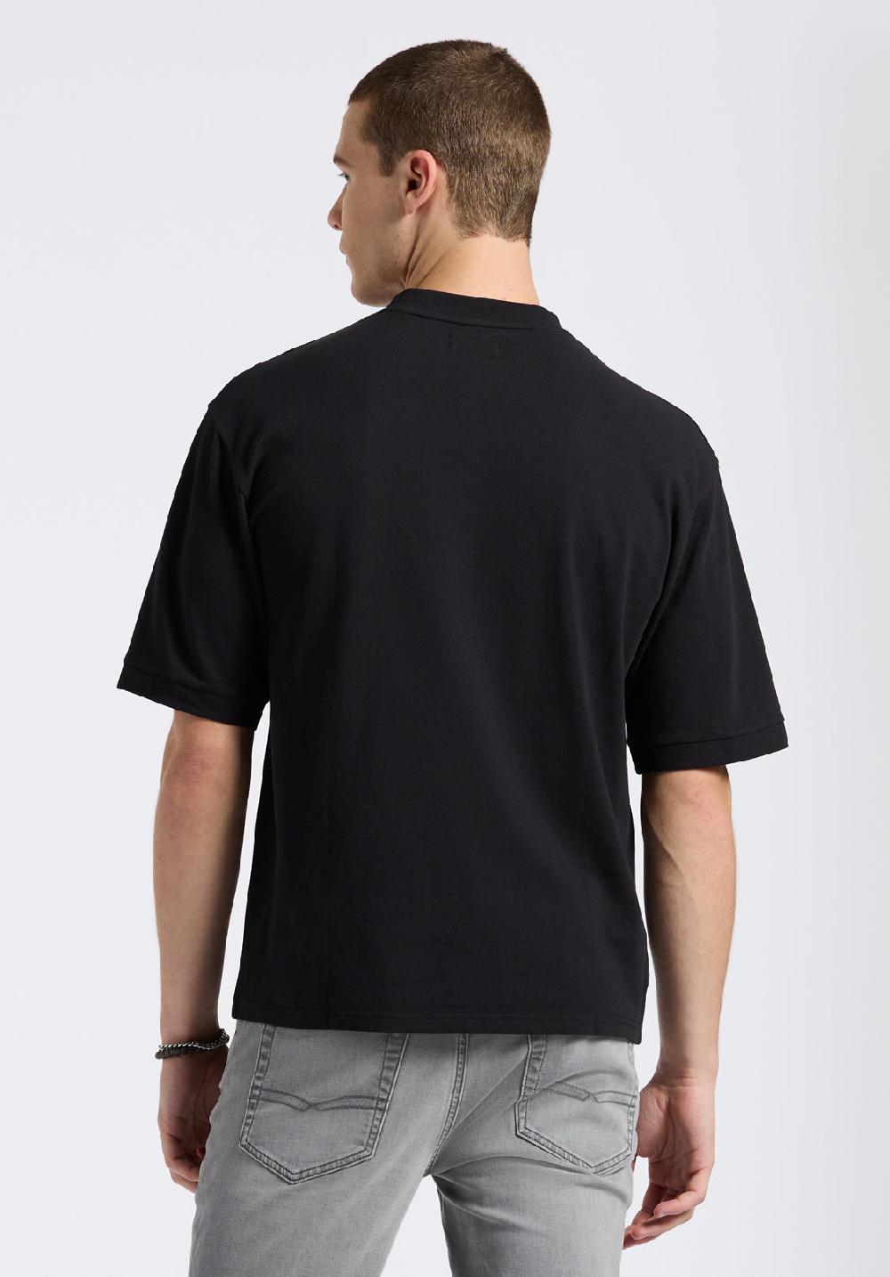 Buffalo David Bitton T-shirt En Piqué à Col Rond Coupe Décontractée Pour Homme Kinsley Noir
