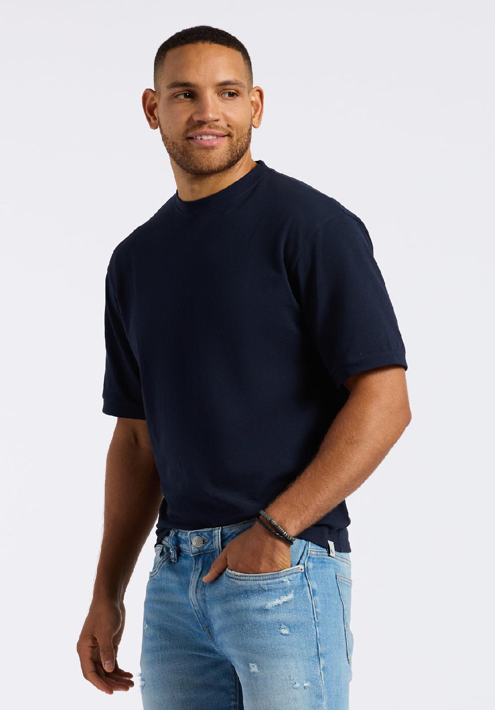 Buffalo David Bitton T-shirt En Piqué à Col Rond Coupe Décontractée Pour Homme Kinsley Bleu Minuit