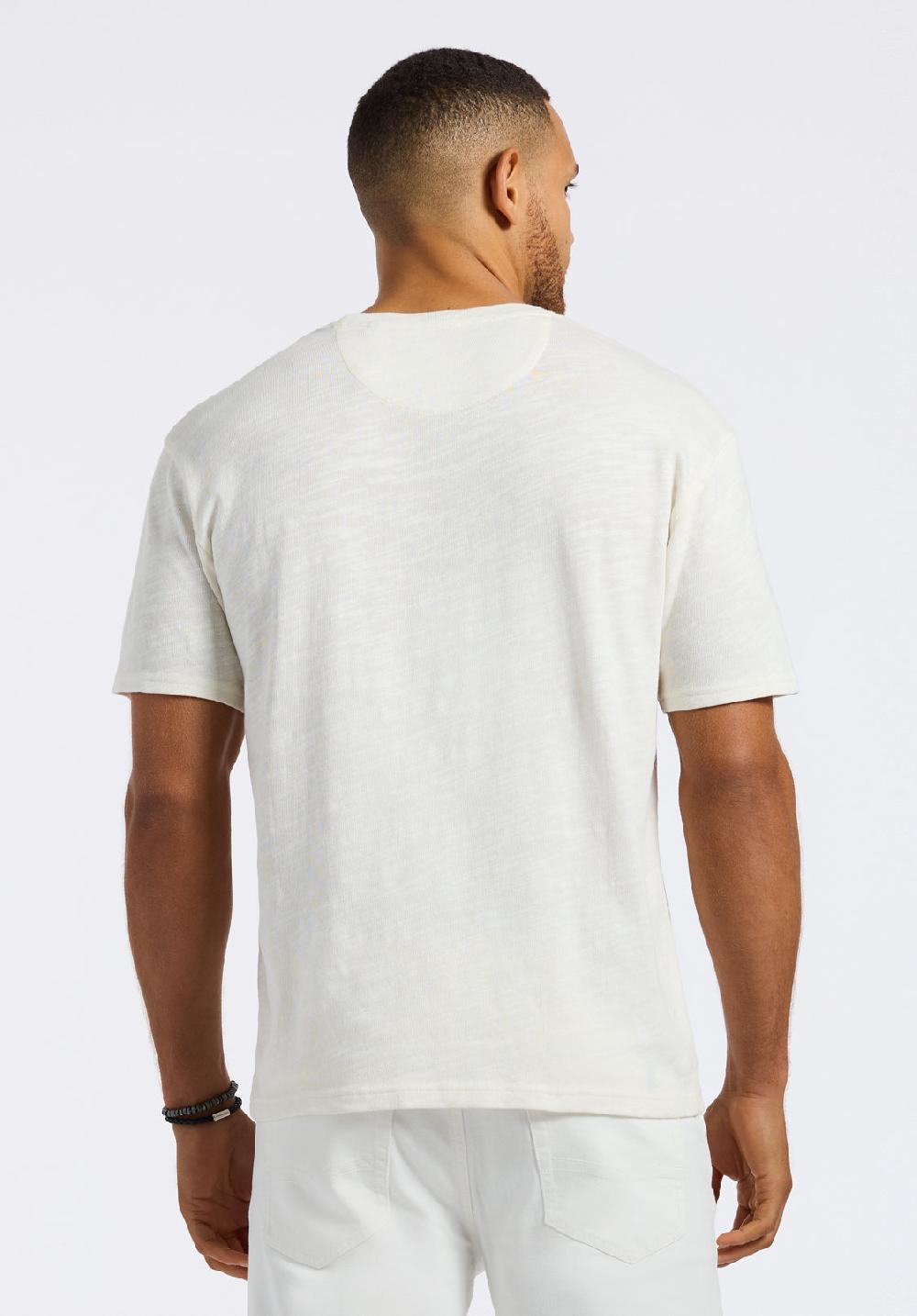 Buffalo David Bitton T-shirt En Tricot Flammé à Col Rond Avec Poche Pour Homme Kander Blanc
