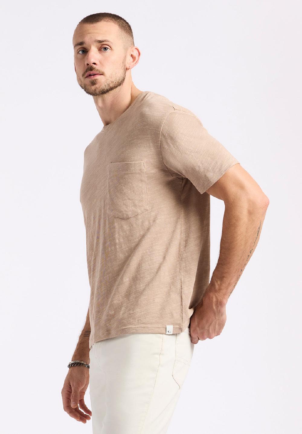 Buffalo David Bitton T-shirt En Tricot Flammé à Col Rond Avec Poche Pour Homme Kander Beige Tuffet