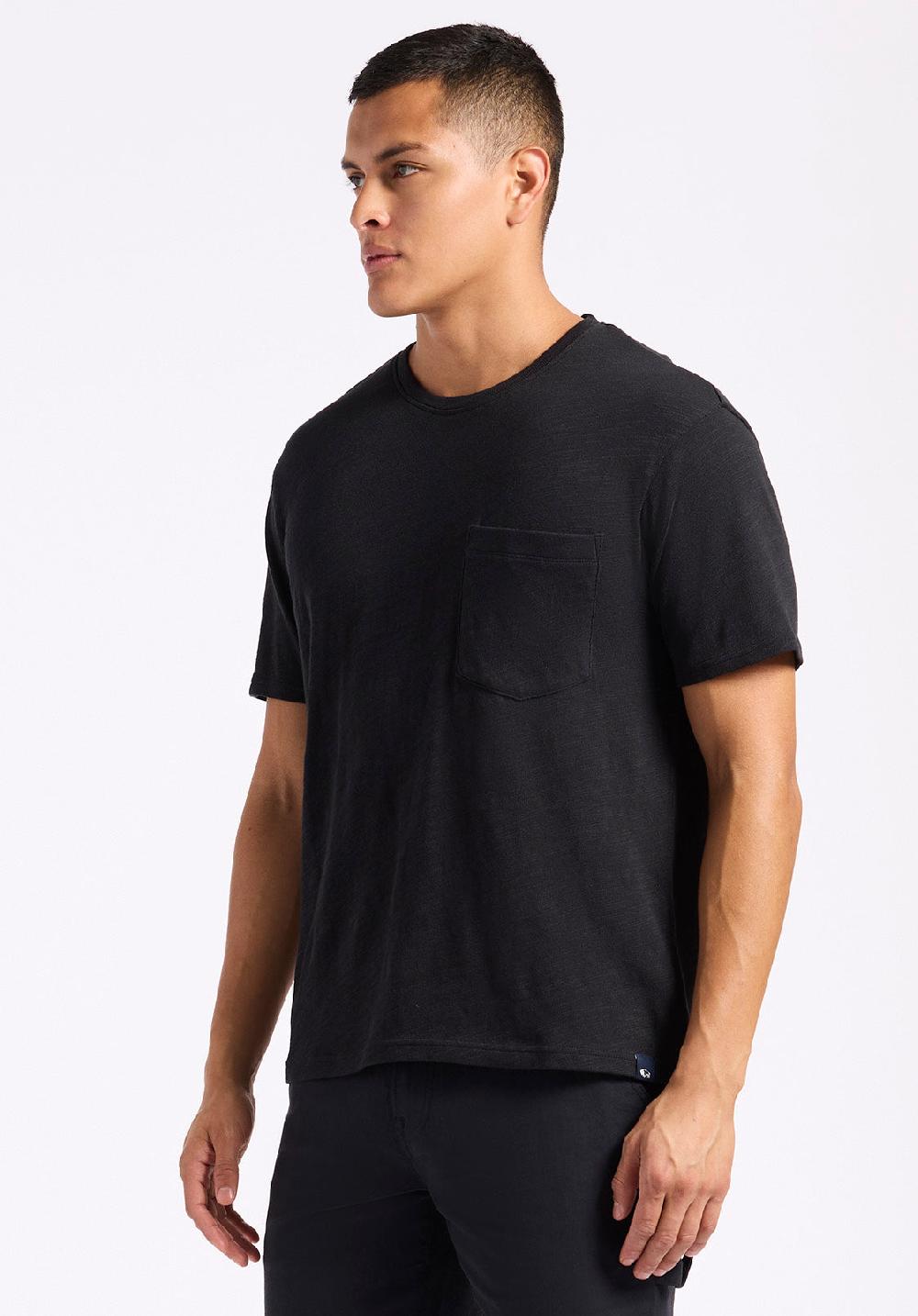 Buffalo David Bitton T-shirt En Tricot Flammé à Col Rond Avec Poche Pour Homme Kander Noir