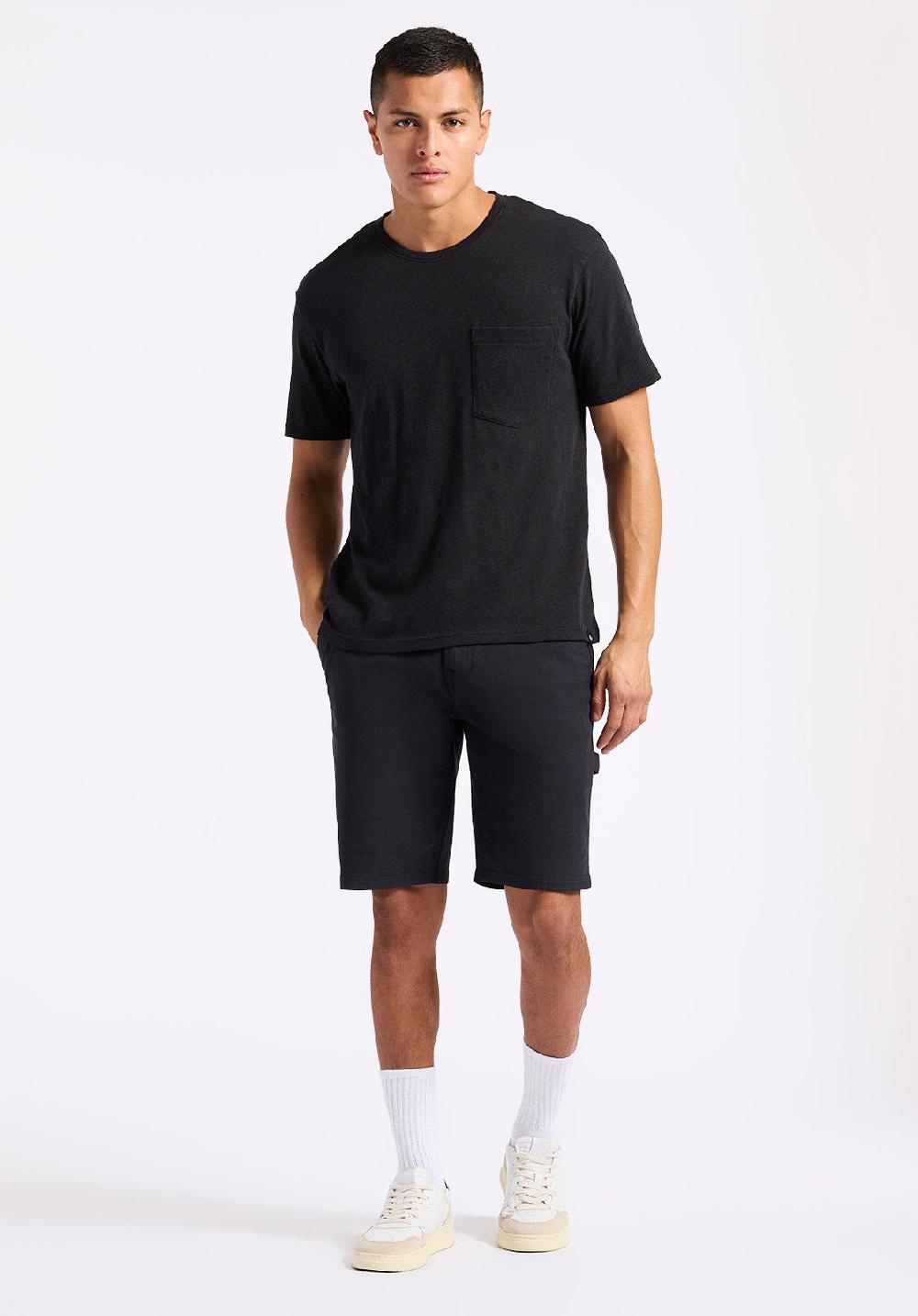 Buffalo David Bitton T-shirt En Tricot Flammé à Col Rond Avec Poche Pour Homme Kander Noir