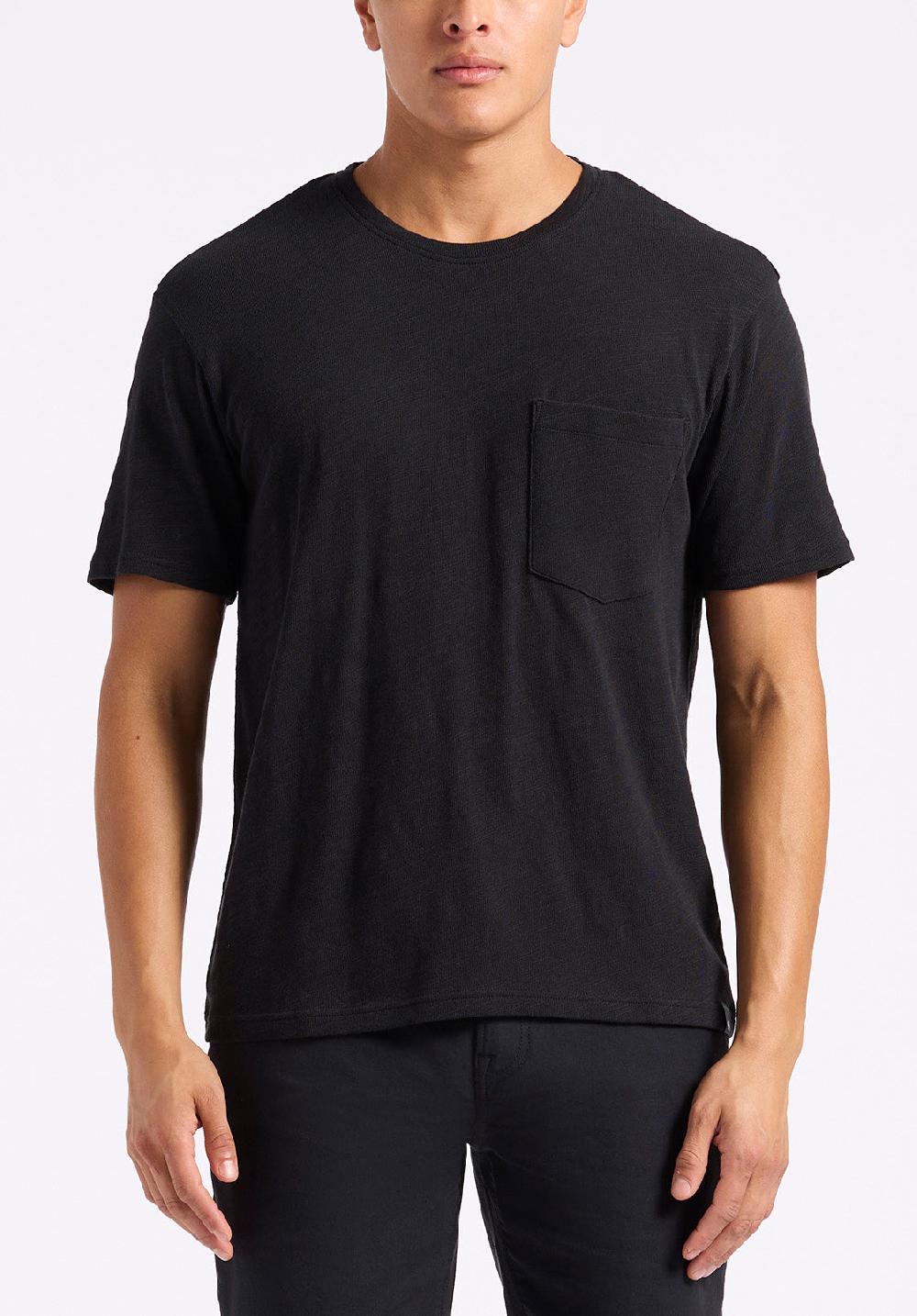 buffalo david bitton T-shirt en tricot flammé à col rond avec poche pour homme Kander Noir