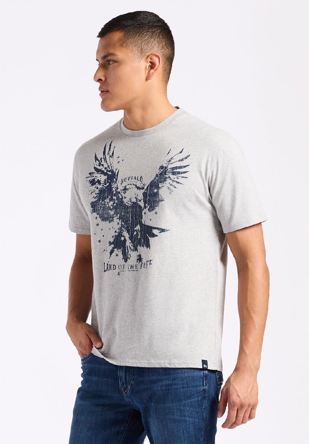Buffalo David Bitton T-shirt Graphique Avec Imprimé Aigle Pour Homme Teagle Gris Chiné