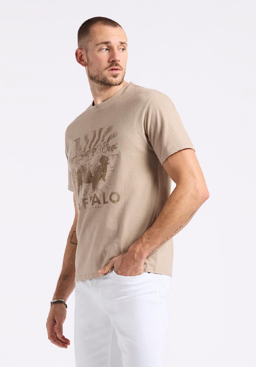 Buffalo David Bitton T-shirt Graphique Avec Imprimé Bison Pour Homme Tison Beige Tuffet