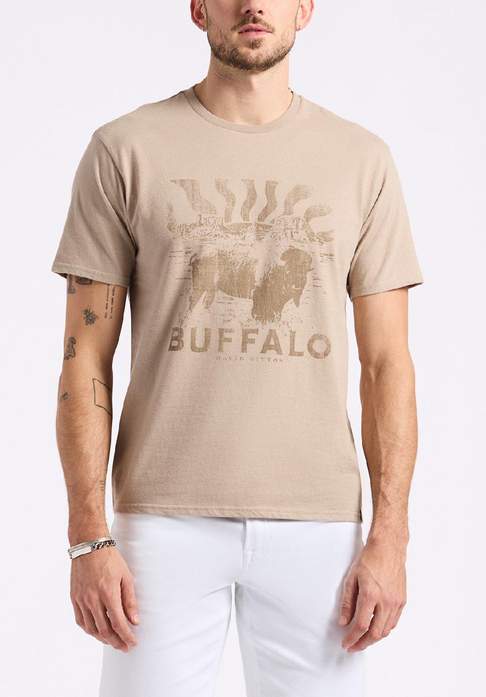 buffalo david bitton T-shirt graphique avec imprimé bison pour homme Tison Beige tuffet