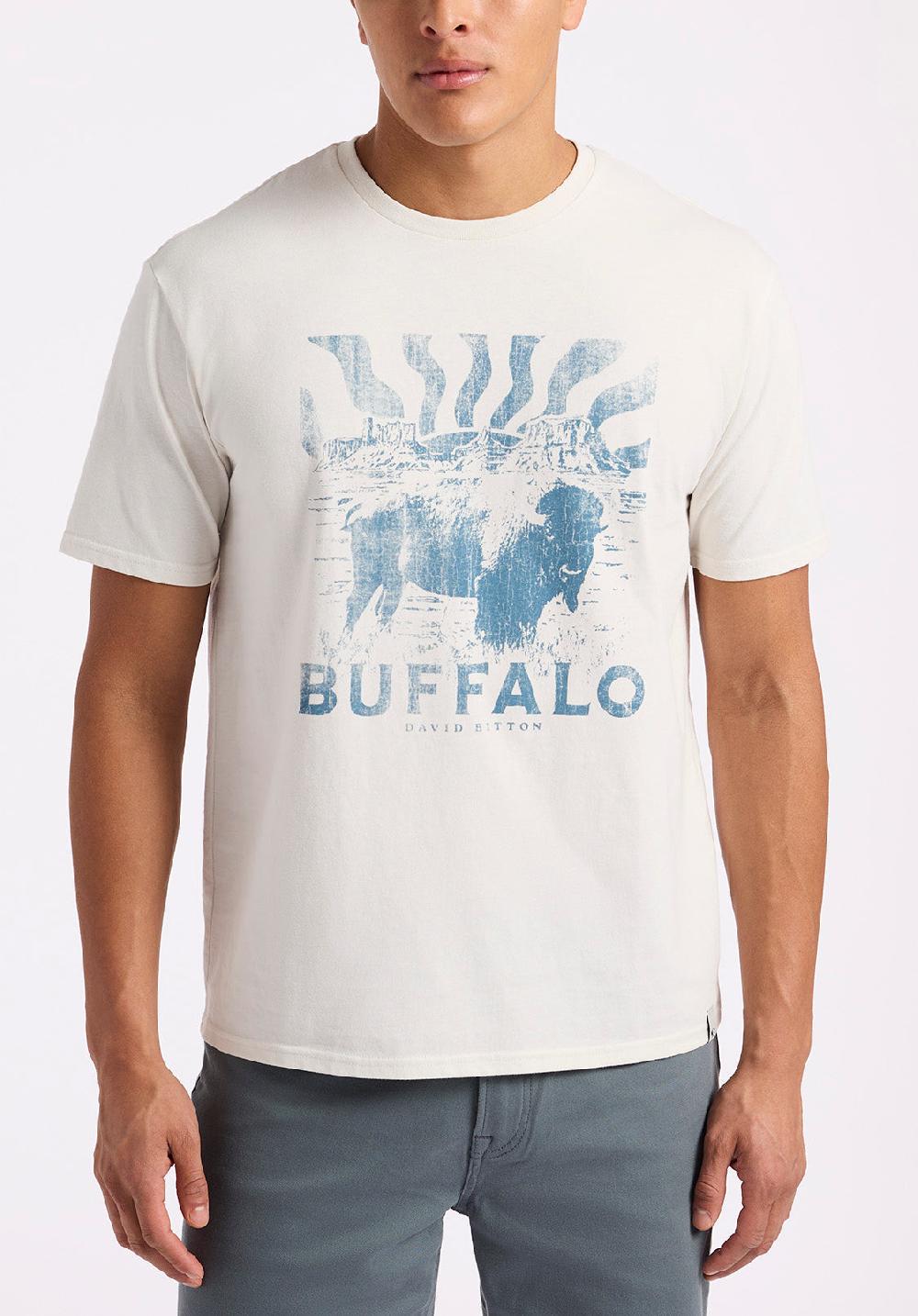 buffalo david bitton T-shirt graphique avec imprimé bison pour homme Tison Blanc